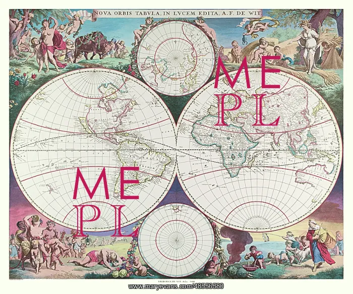  : Map of the World by Frederick de Wit