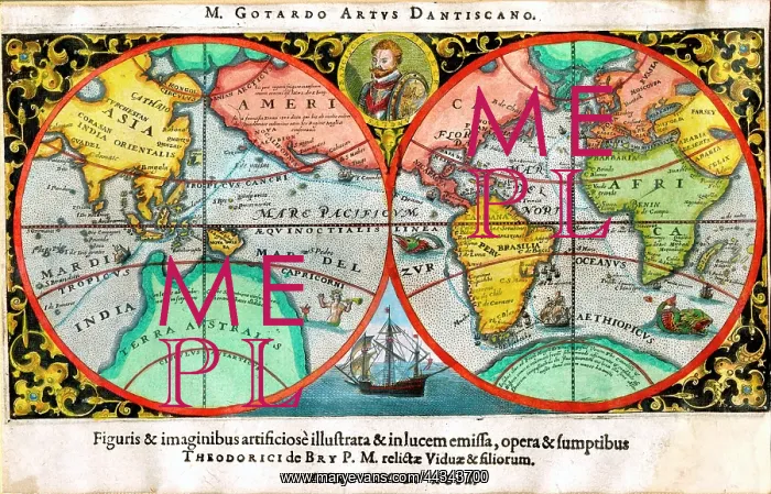 : Map of World Hemispheres - Drake's Voyages : Map of World Hemispheres - Drake's Voyages