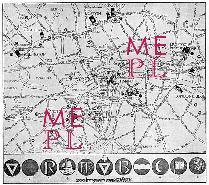 : Map of YMCA shelters around London during WW1 : Map of YMCA shelters around London during WW1