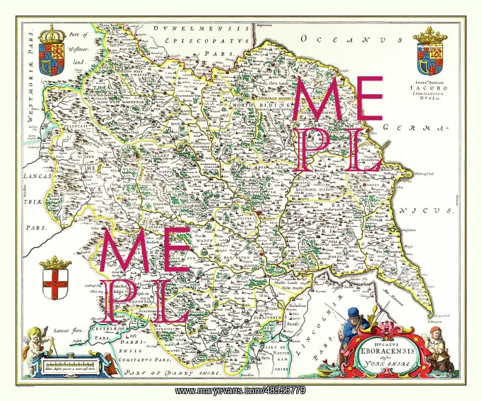  : Map of Yorkshire by Johan Blaeu