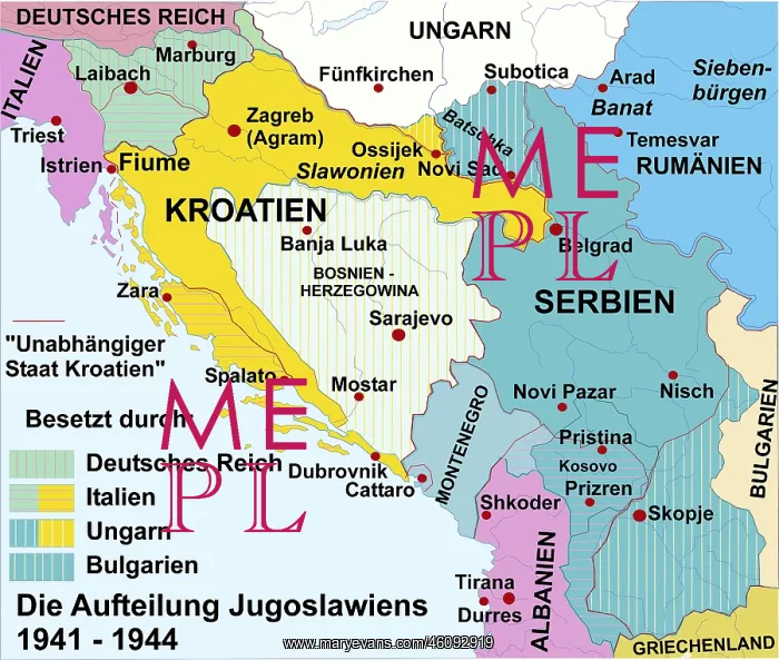 : Map of Yugoslavia 1941-1944 : Map of Yugoslavia 1941-1944