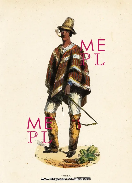 : Mapuche man of Chile smoking a cigar : Mapuche man of Chile smoking a cigar