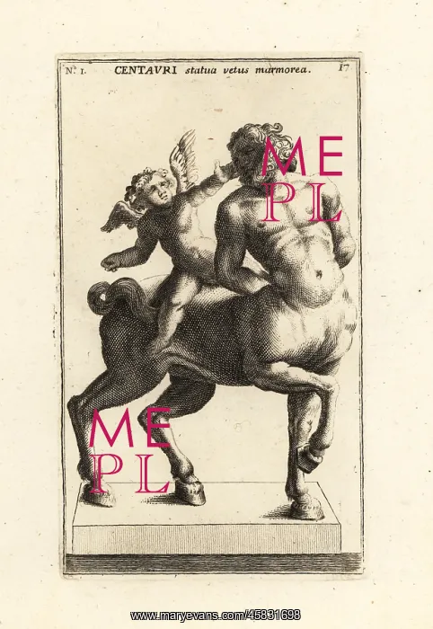 : Marble statue of a Centaur and Cupid : Marble statue of a Centaur and Cupid