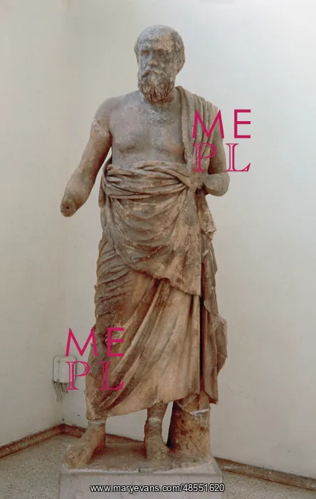 : Marble statue of a greek philosopher. Probably Socrates : Marble statue of a greek philosopher. Probably Socrates