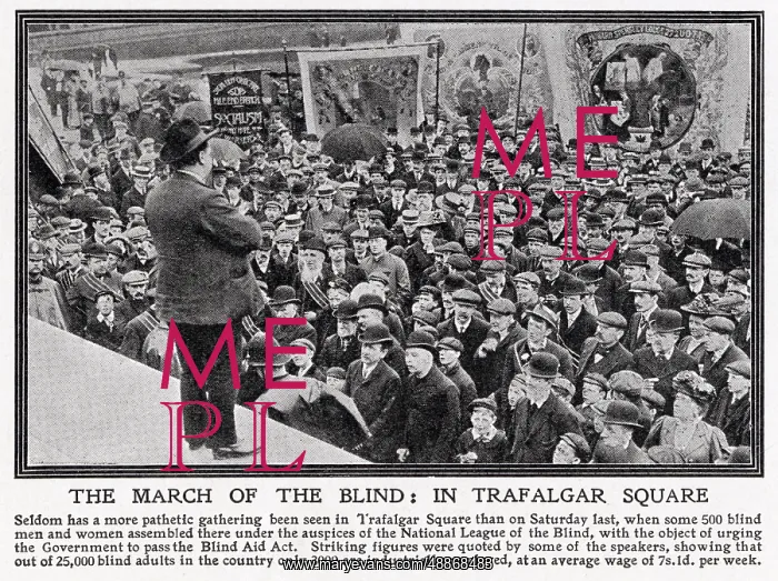 : March of the blind in Trafalgar Square 1909 : March of the blind in Trafalgar Square 1909