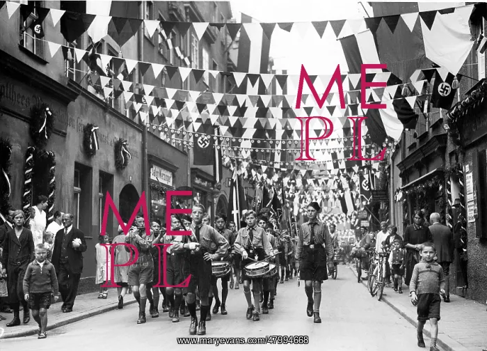 : Marching band of German Youth in procession : Marching band of German Youth in procession