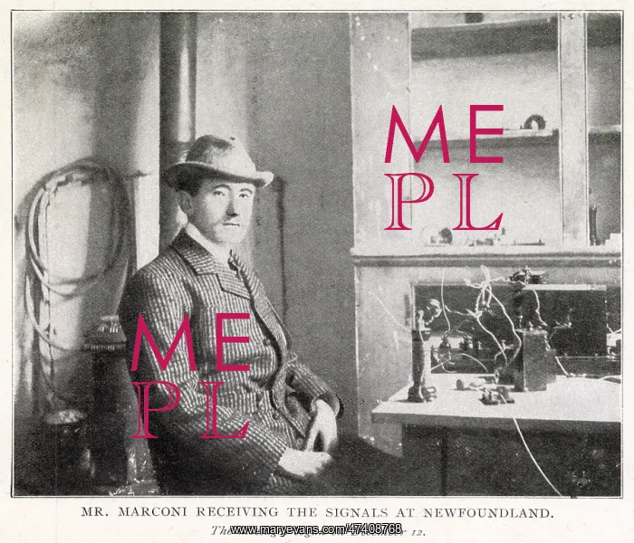: Marconi with Apparatus after Successful Experiment 1901 : Marconi with Apparatus after Successful Experiment 1901