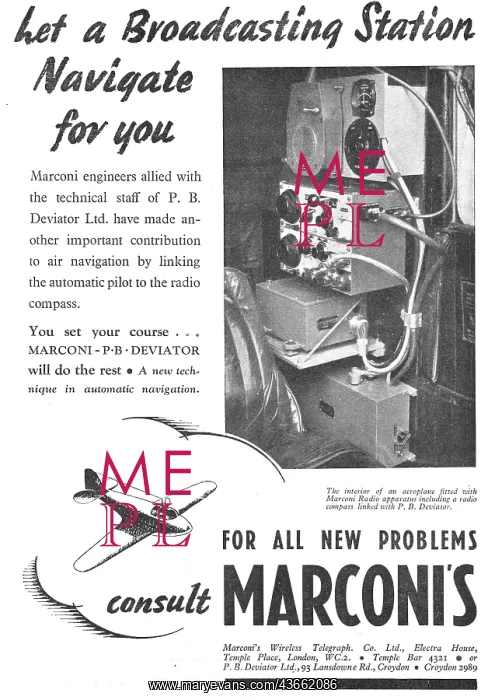 : Marconi P.B.Deviator Autopilot Navigation Equipment 1938 : Marconi P.B.Deviator Autopilot Navigation Equipment 1938
