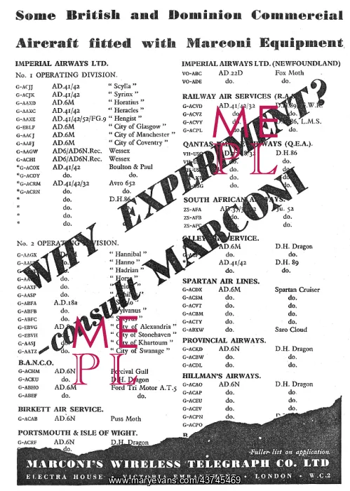 : Marconi Wireless & Navigation Equipment - Users : Marconi Wireless & Navigation Equipment - Users