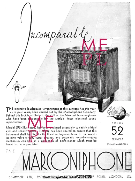 : Marconiphone Radiogramaphone - 52 Guineas : Marconiphone Radiogramaphone - 52 Guineas
