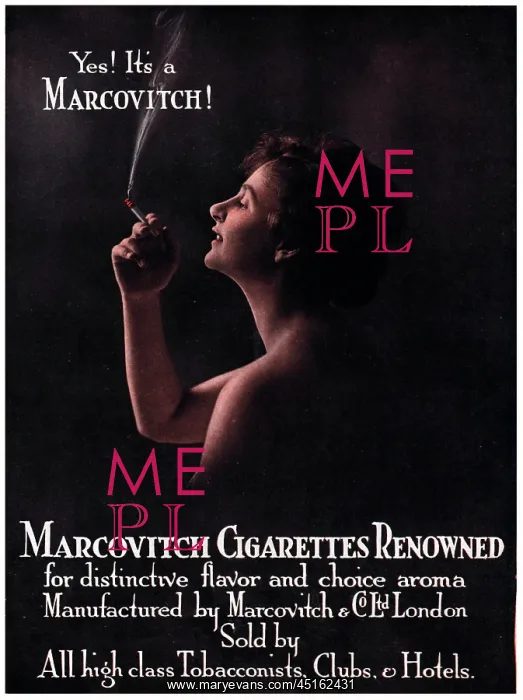 : Marcovitch Cigarettes Advertisement : Marcovitch Cigarettes Advertisement