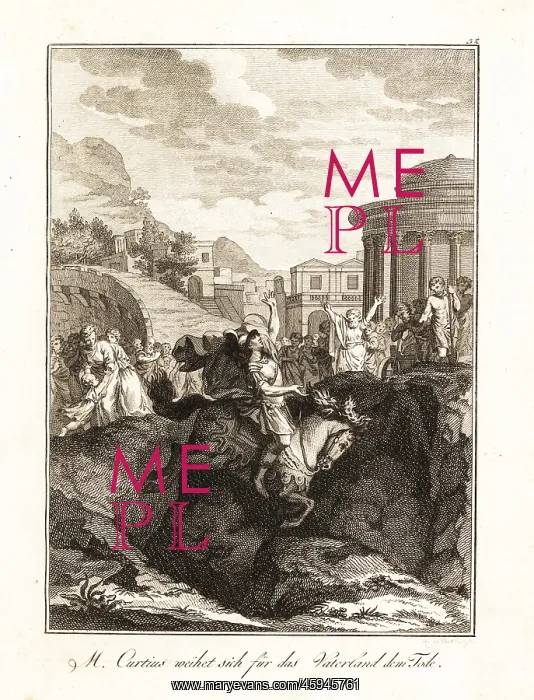 : Marcus Curtius sacrificing himself after an earthquake : Marcus Curtius sacrificing himself after an earthquake