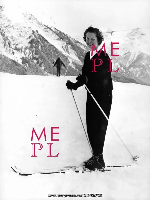 : Margaret Thatcher skiing in Switzerland : Margaret Thatcher skiing in Switzerland