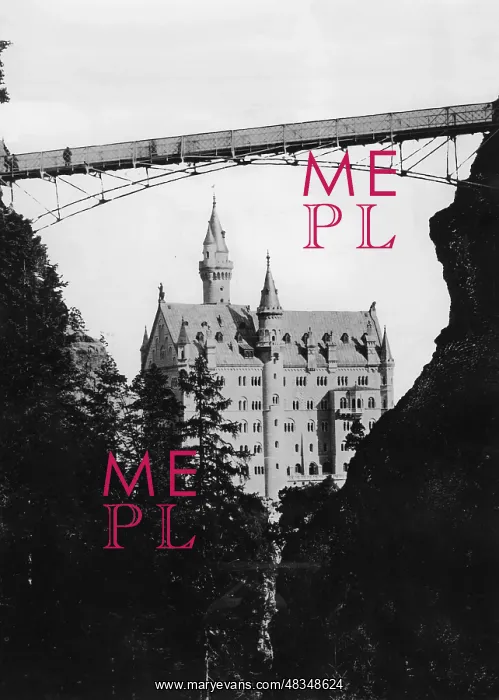 : Marienbrucke and Neuschwanstein Castle, around 1890 : Marienbrucke and Neuschwanstein Castle, around 1890