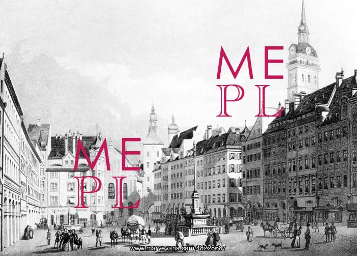 : Marienplatz in Munich around 1840 : Marienplatz in Munich around 1840