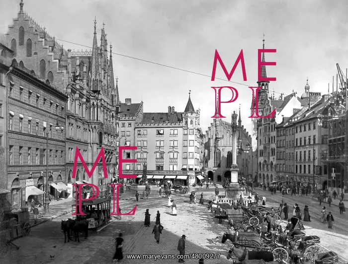 : Marienplatz in Munich, before 1914 : Marienplatz in Munich, before 1914