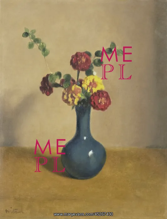 : Marigold Flowers in a Blue Vase : Marigold Flowers in a Blue Vase
