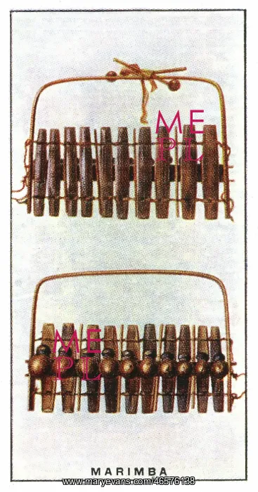 : Marimba. The Zulu Harmonicon (shown in front and rear view) is also known as the Marimba : Marimba. The Zulu Harmonicon (shown in front and rear view) is also known as the Marimba