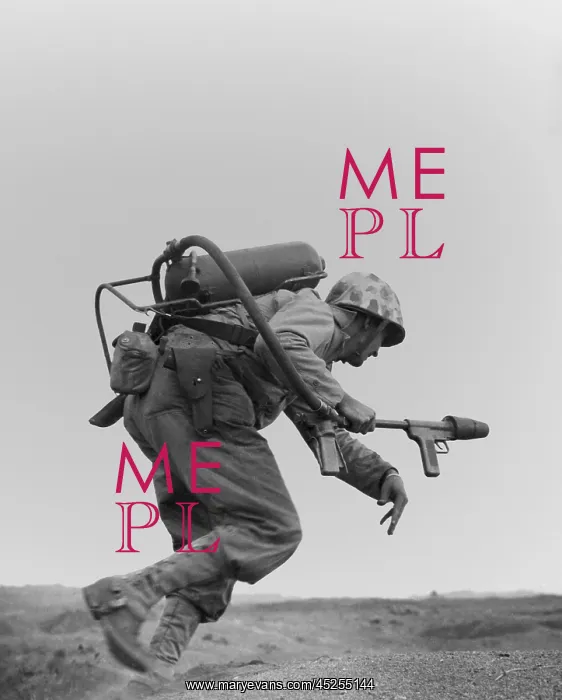: Marine with a flame-thrower, running to assault : Marine with a flame-thrower, running to assault