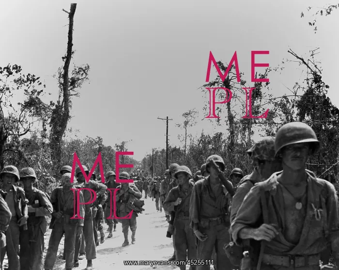 : Marines advancing on a road toward the northern : Marines advancing on a road toward the northern