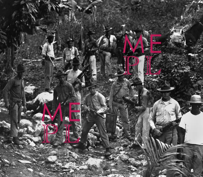 : US Marines and a guide in search of bandits in 1919 : US Marines and a guide in search of bandits in 1919