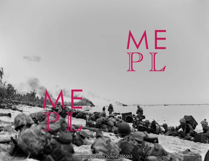 : Marines pinned down by Japanese enemy mortar fire : Marines pinned down by Japanese enemy mortar fire