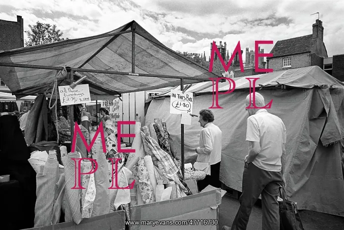 : Market below Ely Cathedral : Market below Ely Cathedral