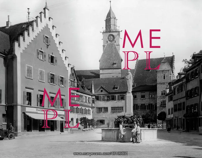 : Market square in Ueberlingen, 1933 : Market square in Ueberlingen, 1933