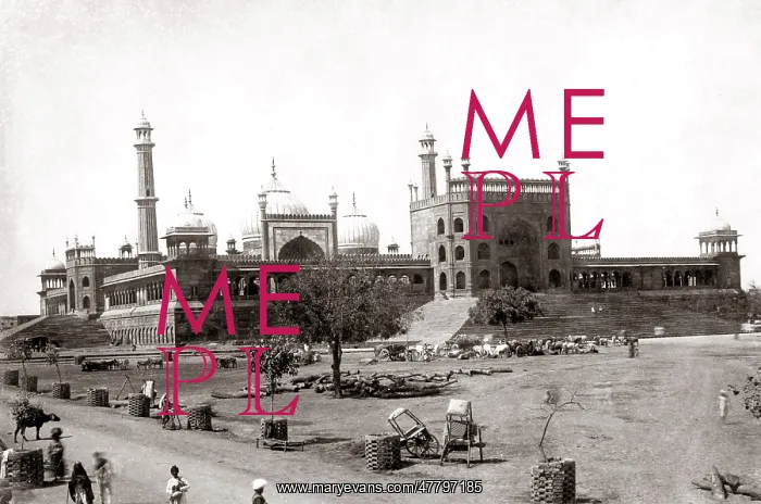 : Market traders, Jama Masjid mosque, Delhi, India, c.1880's : Market traders, Jama Masjid mosque, Delhi, India, c.1880's