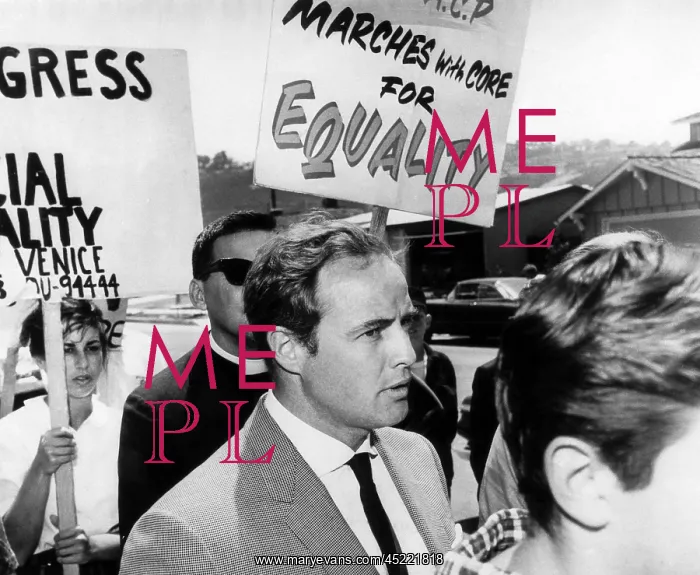 : Marlon Brando marches with CORE picketers ? : Marlon Brando marches with CORE picketers ?