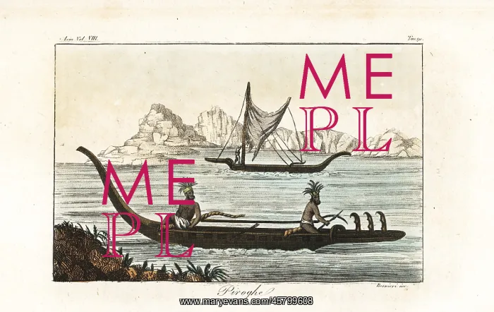 : Marquesas Islanders in war pirogues or outrigger canoes : Marquesas Islanders in war pirogues or outrigger canoes