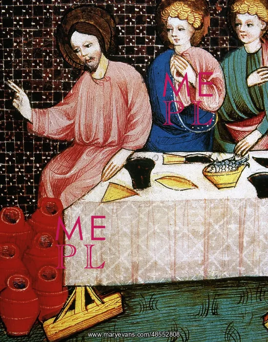 : Marriage at Cana. Miracle of Jesus. Miniature. 15th century : Marriage at Cana. Miracle of Jesus. Miniature. 15th century
