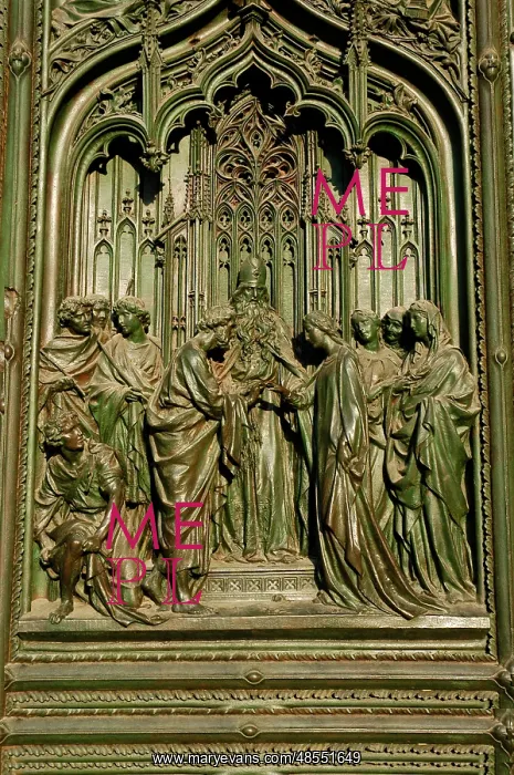 : Marriage of the Virgin Mary. Main gate. Relief. Milan Cathed : Marriage of the Virgin Mary. Main gate. Relief. Milan Cathed