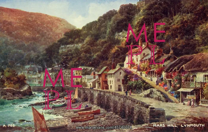 : Mars Hill, Lynmouth, Devon from the Harbour : Mars Hill, Lynmouth, Devon from the Harbour