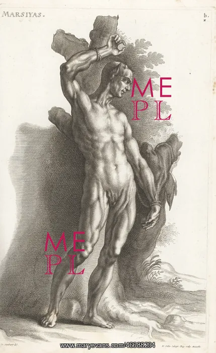 : Marsyas tied to a tree to be flayed alive : Marsyas tied to a tree to be flayed alive