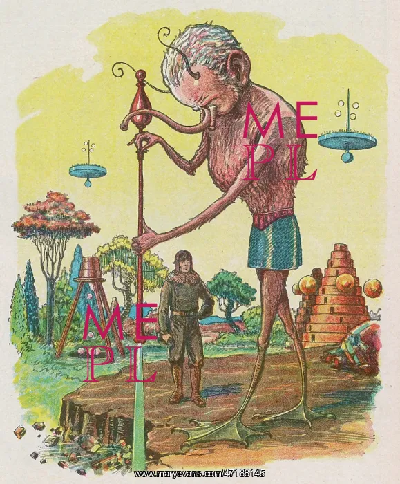 : MARTIAN. A Martian demonstrates his technology to a visiting Earthman : MARTIAN. A Martian demonstrates his technology to a visiting Earthman