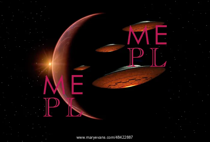 : Martians evacuating their homeworld, Mars, in flying saucers : Martians evacuating their homeworld, Mars, in flying saucers