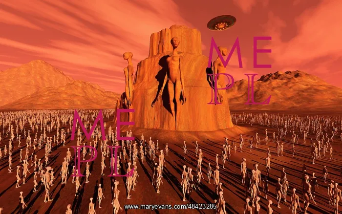 : Martians gathering around a monument dedicated to their ? : Martians gathering around a monument dedicated to their ?