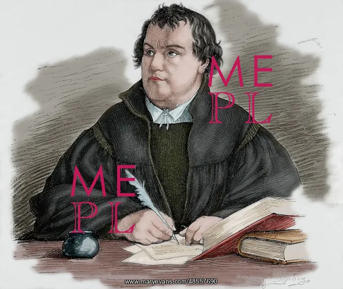 : Martin Luther (1483-1546). Engraving. Colored : Martin Luther (1483-1546). Engraving. Colored