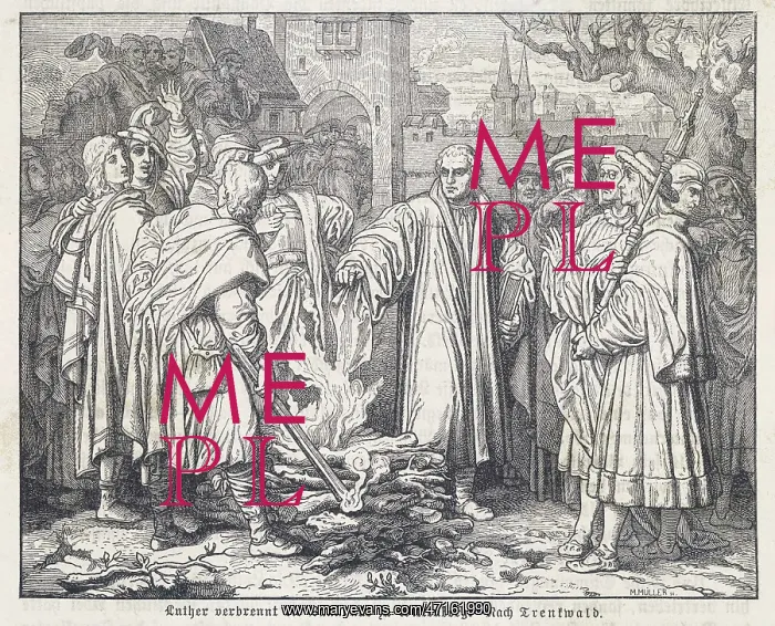 : Martin Luther burning the papal bull : Martin Luther burning the papal bull