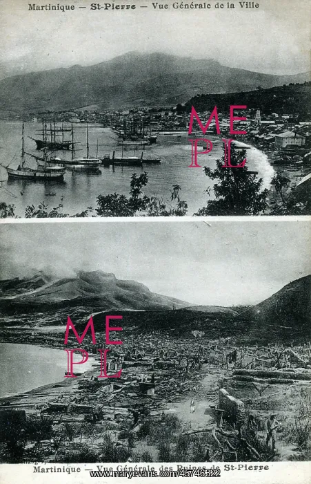 : Martinique - St. Pierre before and after the 1902 volcano : Martinique - St. Pierre before and after the 1902 volcano