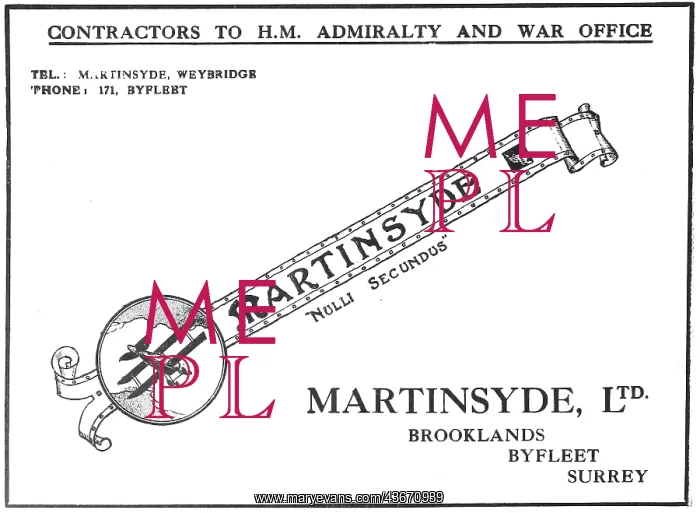 : Martinsyde Aircraft 1916 Advert : Martinsyde Aircraft 1916 Advert
