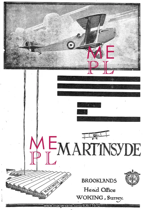 : Martinsyde Aircraft: Brooklands Surrey : Martinsyde Aircraft: Brooklands Surrey