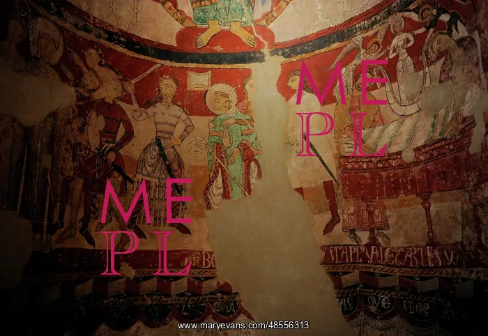  : Martyrdom of English Archbishop Thomas Becket. Mural paintin