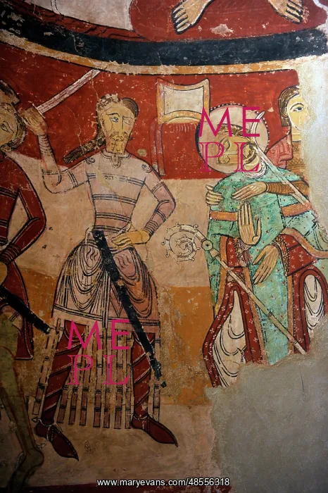 : Martyrdom of English Archbishop Thomas Becket. Mural paintin : Martyrdom of English Archbishop Thomas Becket. Mural paintin