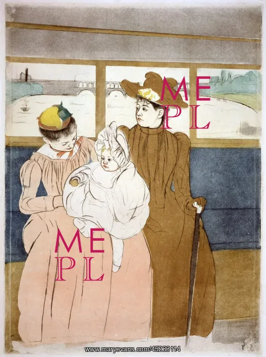 : Mary Cassatt etching, IN THE OMNIBUS, 1891. ? : Mary Cassatt etching, IN THE OMNIBUS, 1891. ?