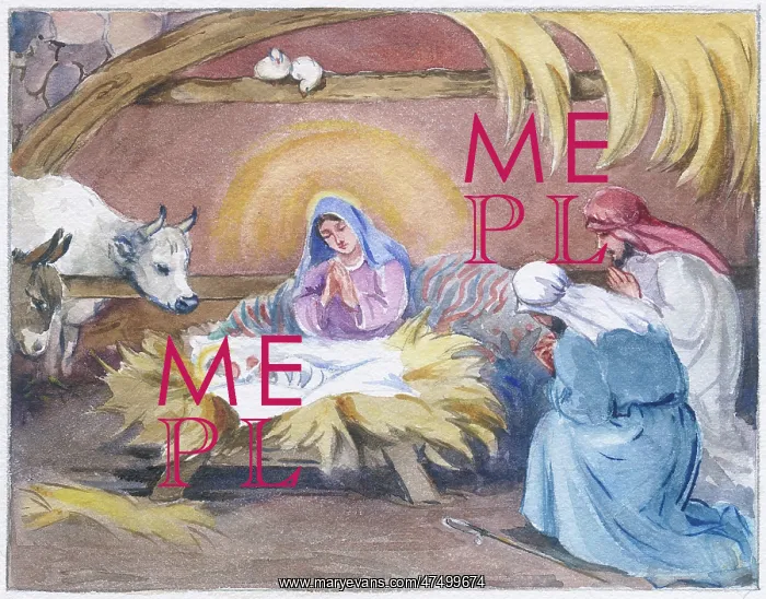 : Mary beside the Holy Baby in the stable : Mary beside the Holy Baby in the stable