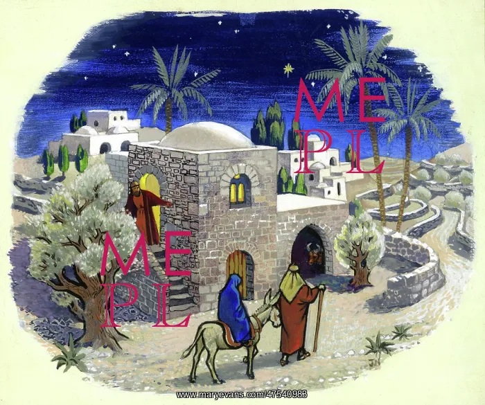  : Mary and Joseph approaching the stable