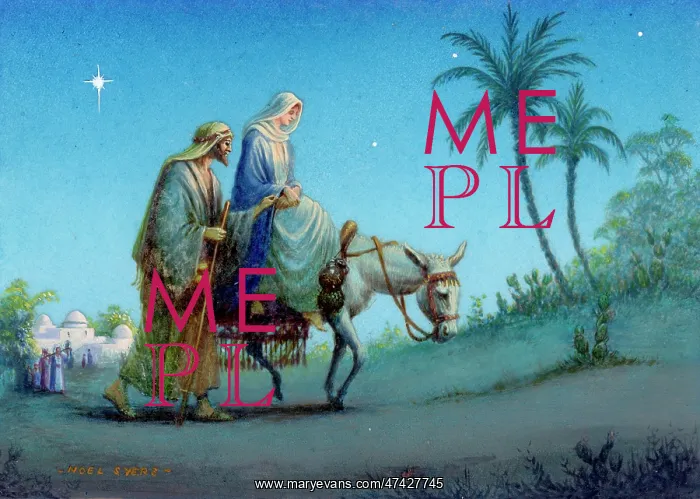  : Mary, Joseph and donkey travelling to Bethlehem