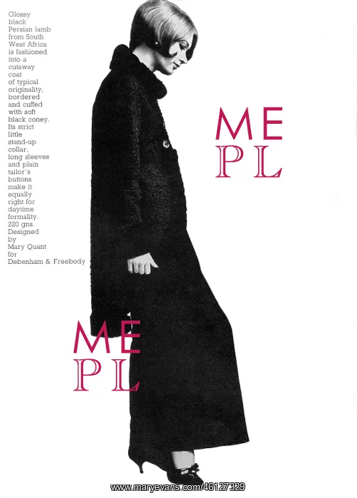 : Mary Quant persian lamb cutaway coat, 1965 : Mary Quant persian lamb cutaway coat, 1965